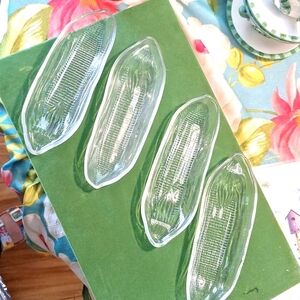 Vintage Clear Set 4 Corn on Cob